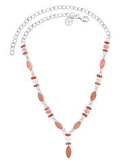 Designer Rhodochrosite Necklace Studded With Pearl, Red Coral Pack of 1 (D81-1)