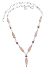 Designer Rose Quartz Necklace Studded With Pearl, Tourmaline Pack of 1 (D83-2)