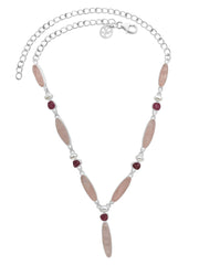 Designer Rose Quartz Necklace Studded With Pearl, Tourmaline Pack of 1 (D83-2)