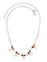 Designer Pearl Necklace Studded With Pink Tourmaline & Red Coral