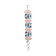 Designer Rose Quartz Bracelet Studded With Paraiba Apatite, Tanzanite Bezel Set pack Of 1 (D83-18)