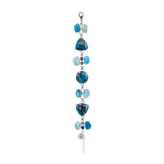 Designer Shattuckite Bracelet Studded With Neon Apatite, Kyanite, Swiss Blue Topaz Bezel Set Pack Of 1 (D88-4)