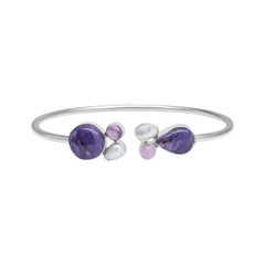 Designer Charoite Bangle Studded With Pearl Amethyst Pack Of 1