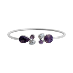 Designer Charoite Bangle Studded With Pearl Amethyst Pack Of 1