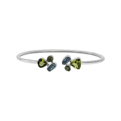 Designer Peridot Bangle Studded With Green Tourmaline Aquamarine Pack Of 1