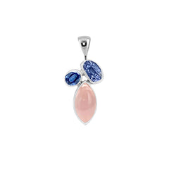 Designer Rose Quartz Pendant Studded With Tanzanite, Kyanite Pack of 1 (D83-9)