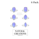 Natural Purple Moonstone Rings for Women in Sterling Silver (Pack of 6, Bezel-Set)