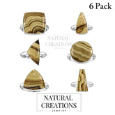Natural Schalenblende Rings for Women in Sterling Silver (Pack of 6, Bezel-Set)