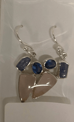 Designer Rose Quartz Earrings Studded With Kyanite Tanzanite Pack of 1 (D83-9)