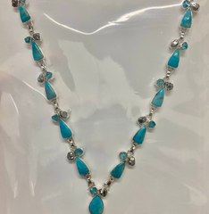 Designer Turquoise Necklace Studded With Meteorite Paraiba Apatite Pack of 1 (D108-8)