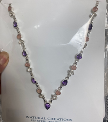 Designer Amethyst Necklace Studded With Rose Quartz, Herkimer Pack of 1 (D4-8)