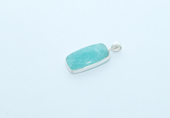 Natural Amazonite Pendants With 18" Inches Chain for Women in Sterling Silver (Pack of 1, Bezel-Set)