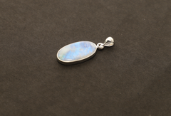 Natural Rainbow Moonstone Pendants With 18" Inches Chain for Women in Sterling Silver (Pack of 1, Bezel-Set)