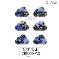 925 Sterling Silver Natural Abalone Shell Cloud Stud Earring Bezel Set Jewelry Pack Of 3