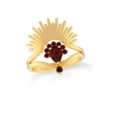 red garnet prong-set ring