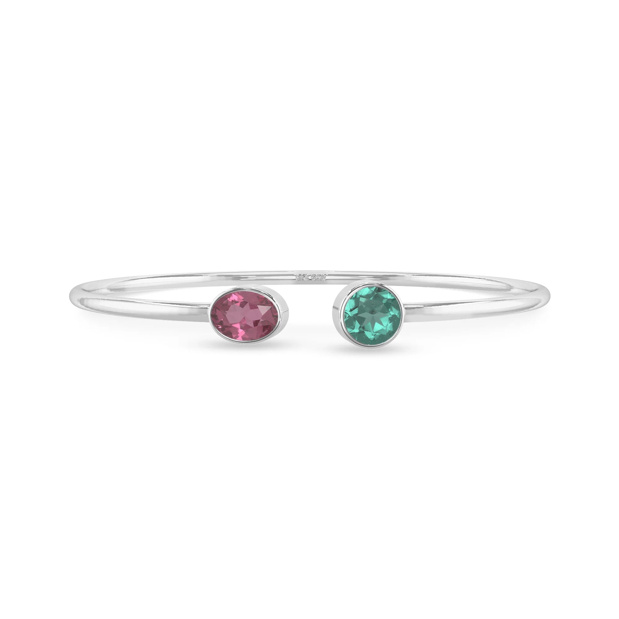 pink tourmaline with green tourmaline cut bracelet