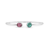pink tourmaline with green tourmaline cut bracelet
