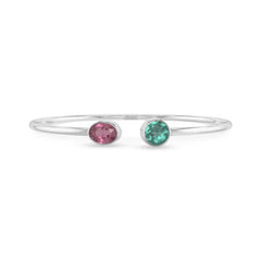 pink tourmaline with green tourmaline cut bracelet