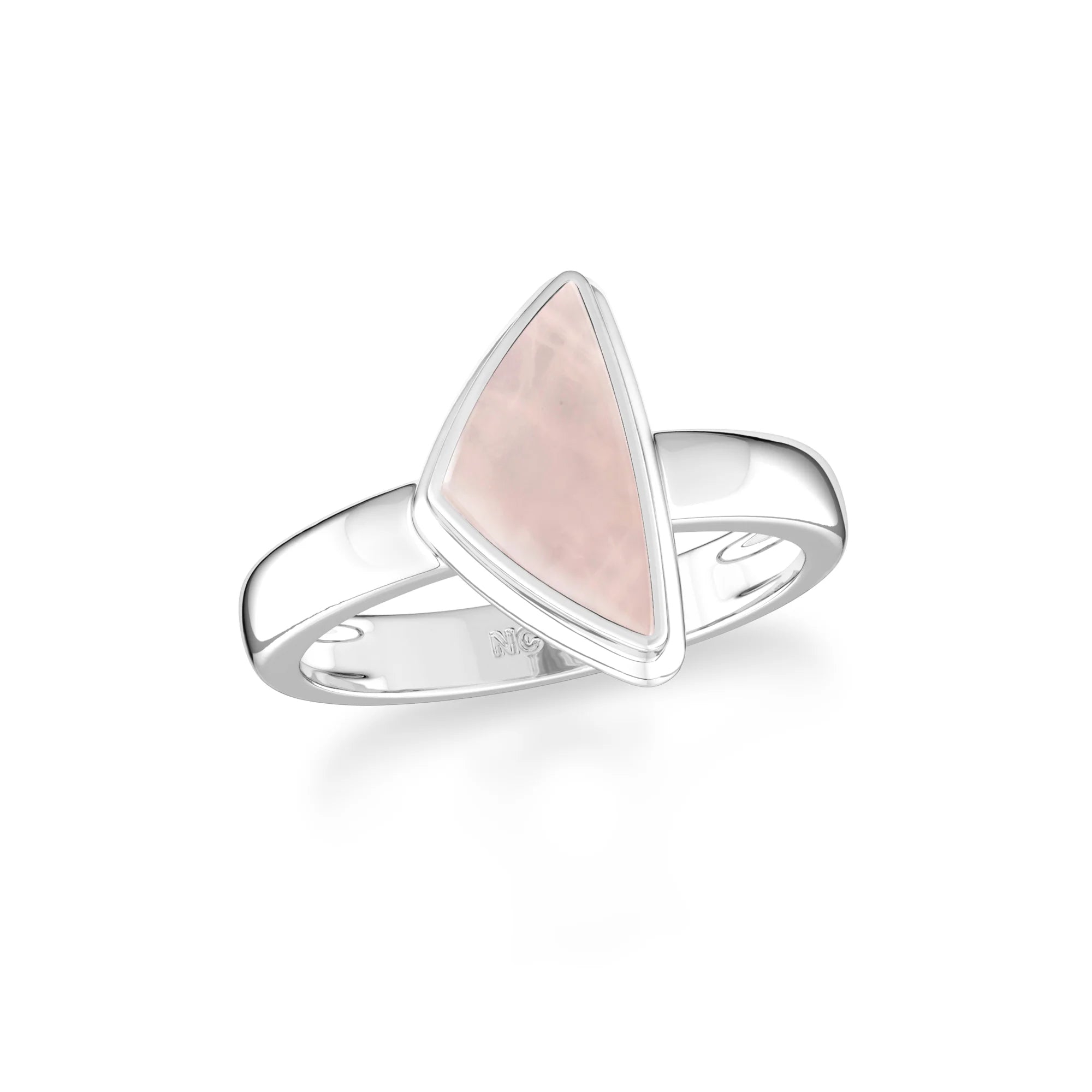 rose-quartz bezel-set ring