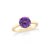 Natural Amethyst Round Solitaire Engagement Rings