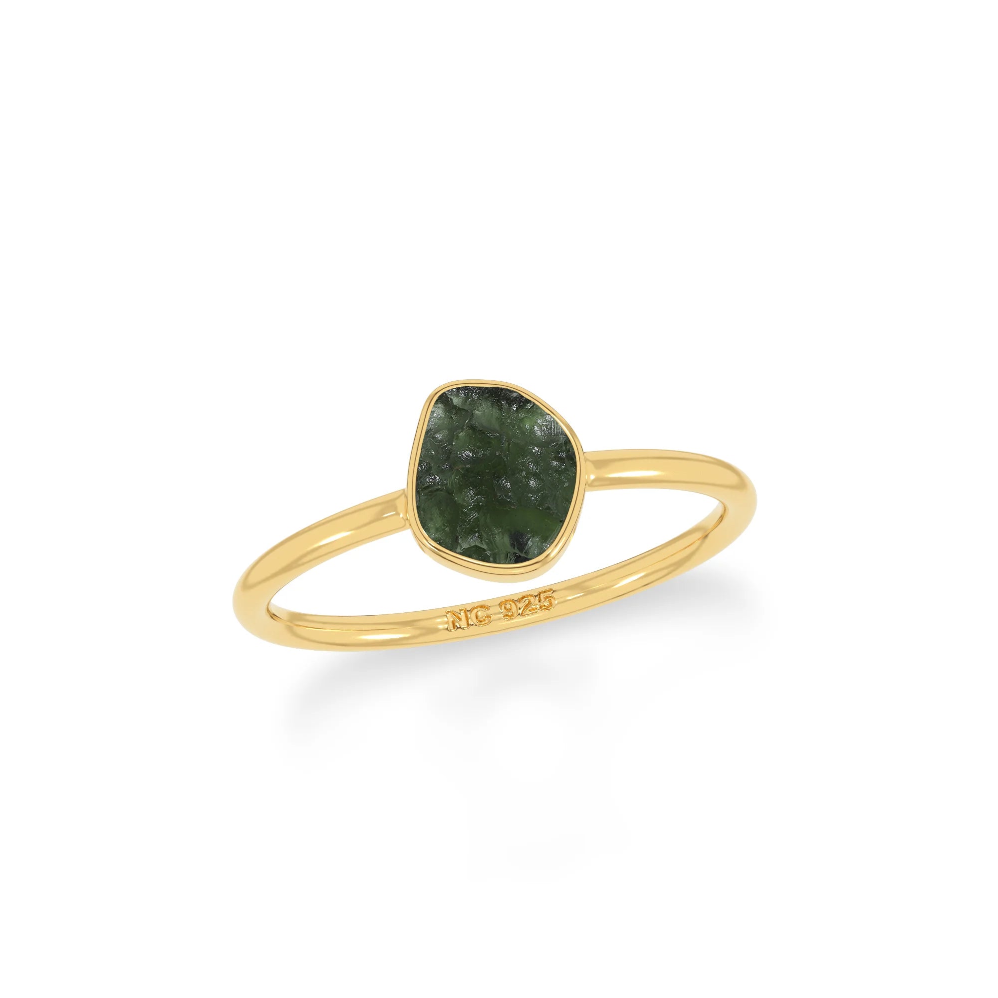 moldavite stackable bezel-set ring
