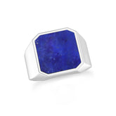 lapis lazuli men bezel-set ring