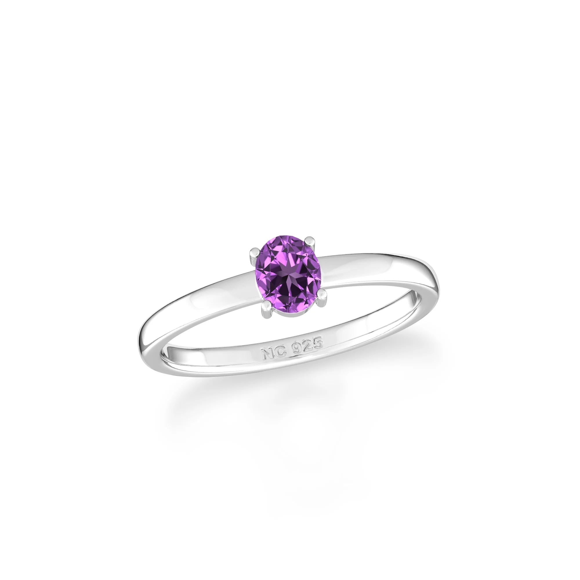 amethyst stackable prong-set ring