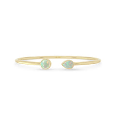 Natural Cab Ethiopian Opal Pear-Round Shape Twister Bracelets for Women in 18K Gold Vermeil