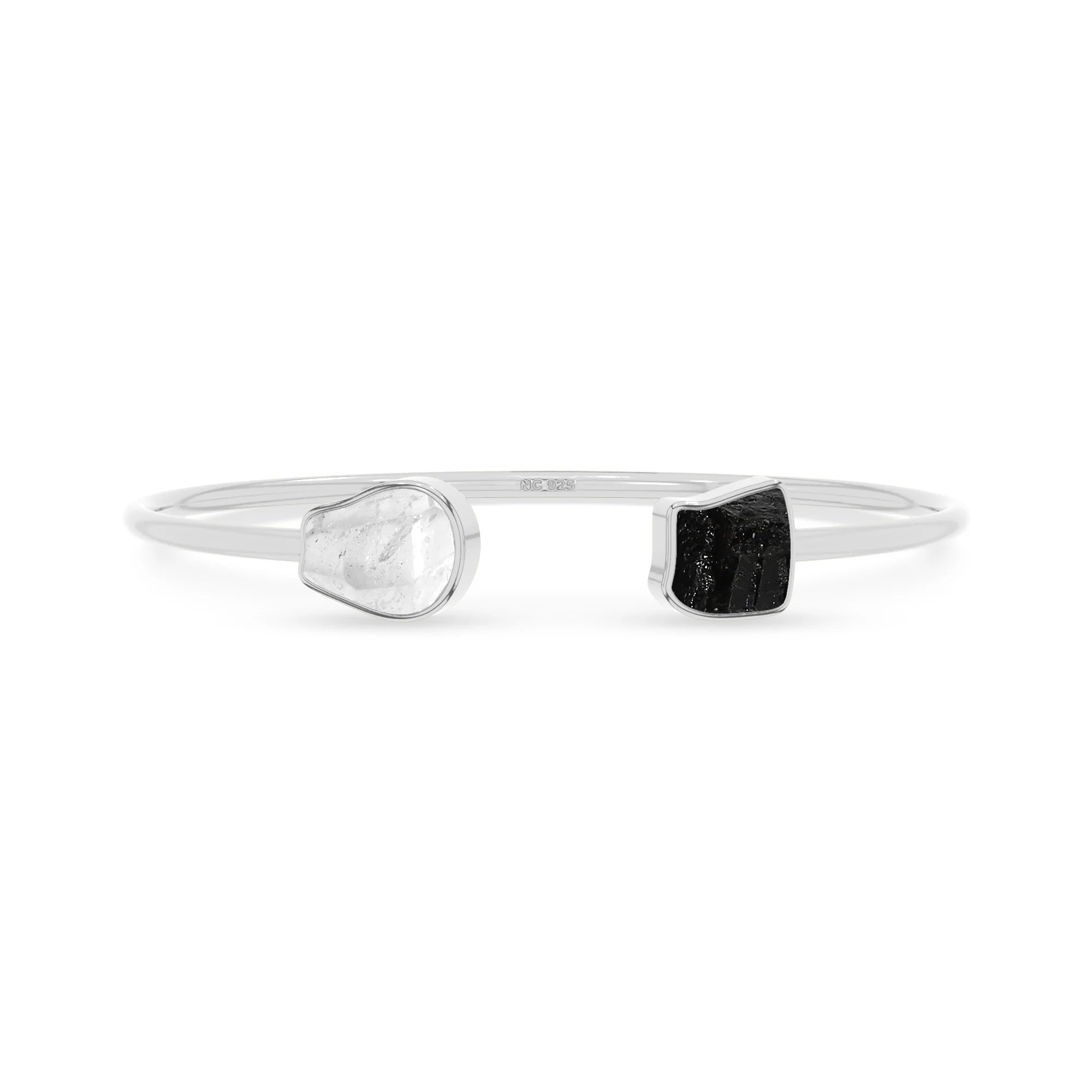 herkimer with black tourmaline twister bracelet