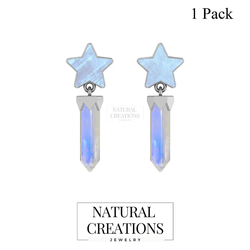 rainbow moonstone slice earrings