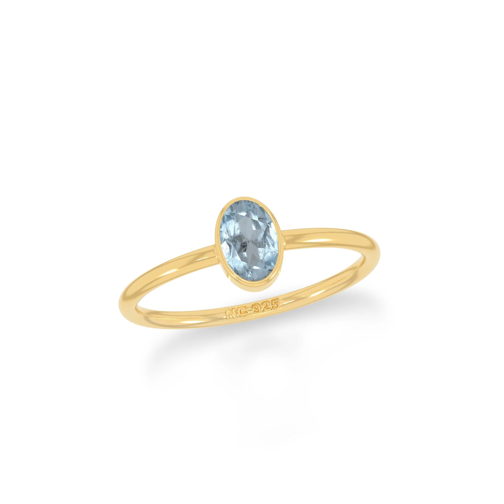aquamarine stackable bezel-set ring