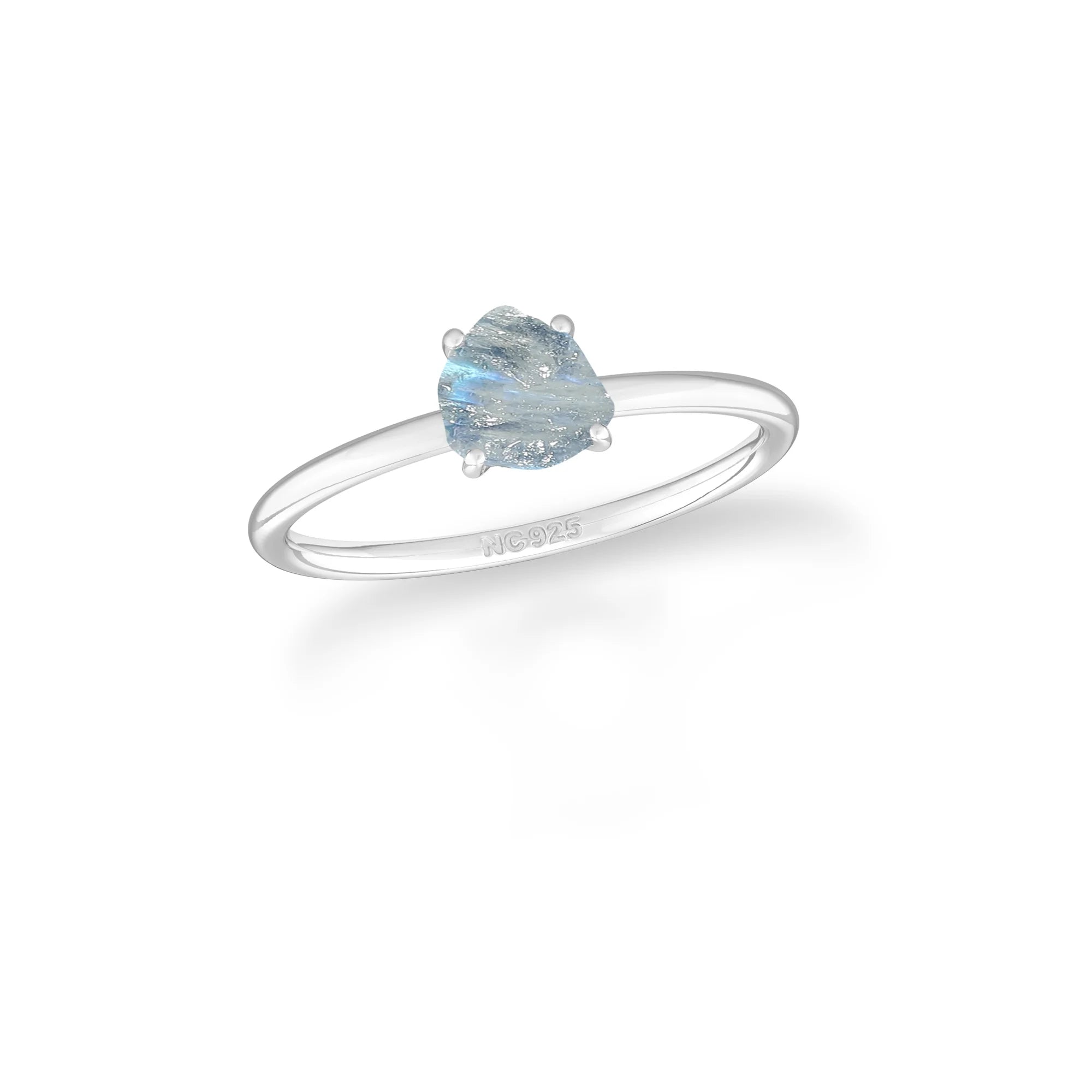 rainbow moonstone stackable prong-set ring