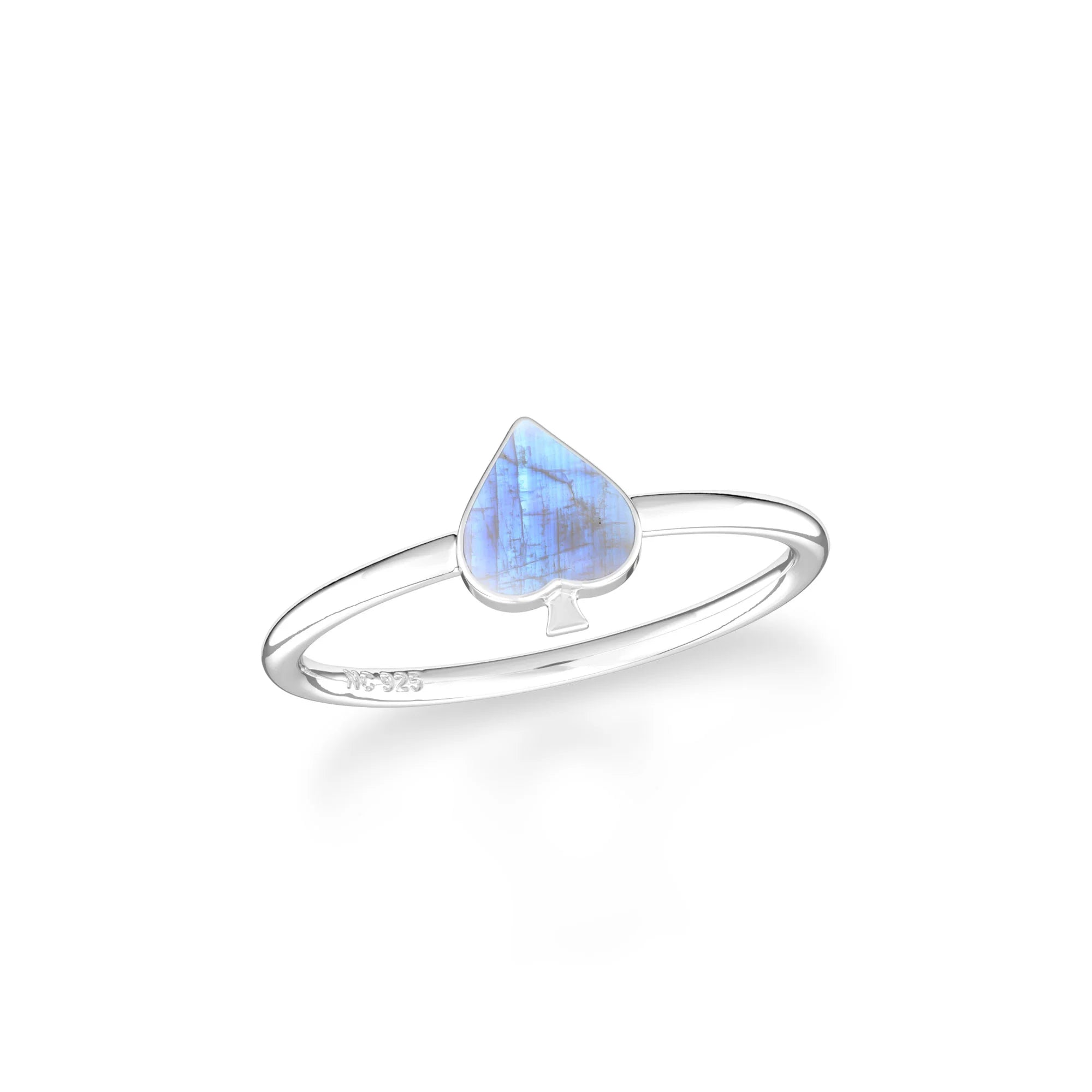 rainbow moonstone stackable bezel-set ring