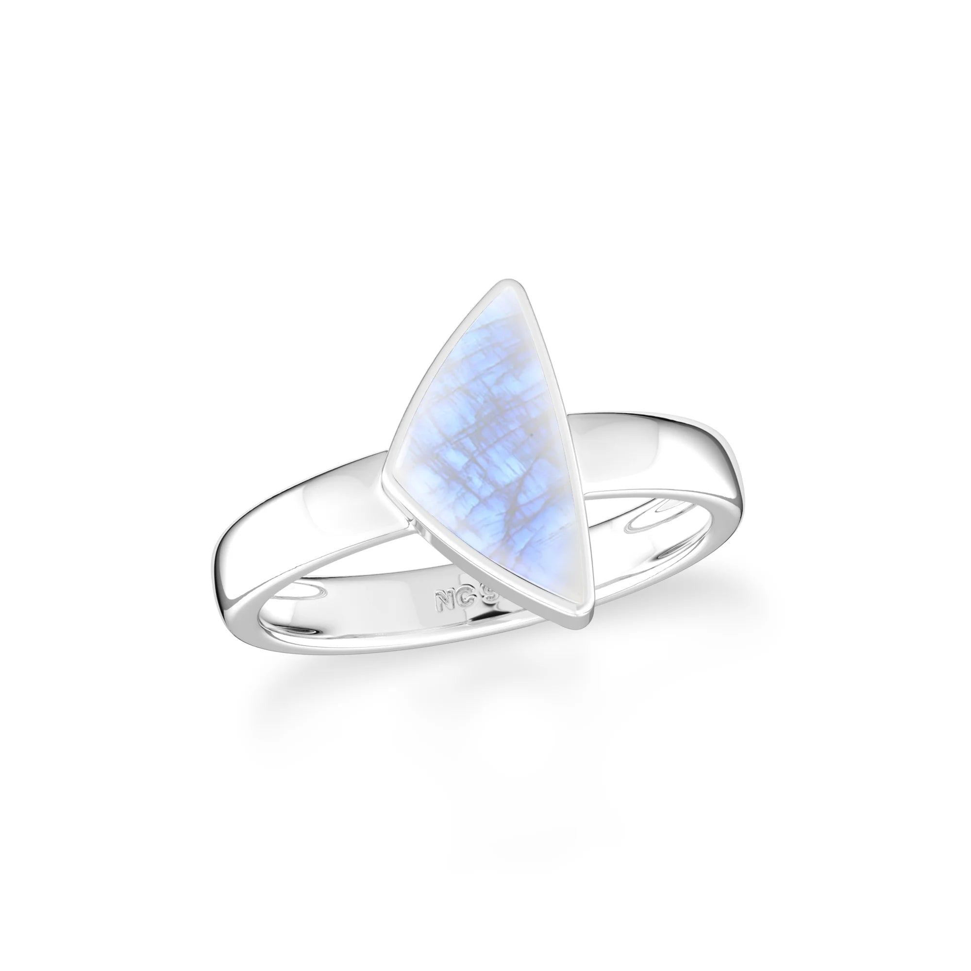 rainbow-moonstone bezel-set ring