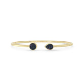 Natural Cab Multi Titanium Druzy Pear-Round Shape Twister Bracelets for Women in 18K Gold Vermeil