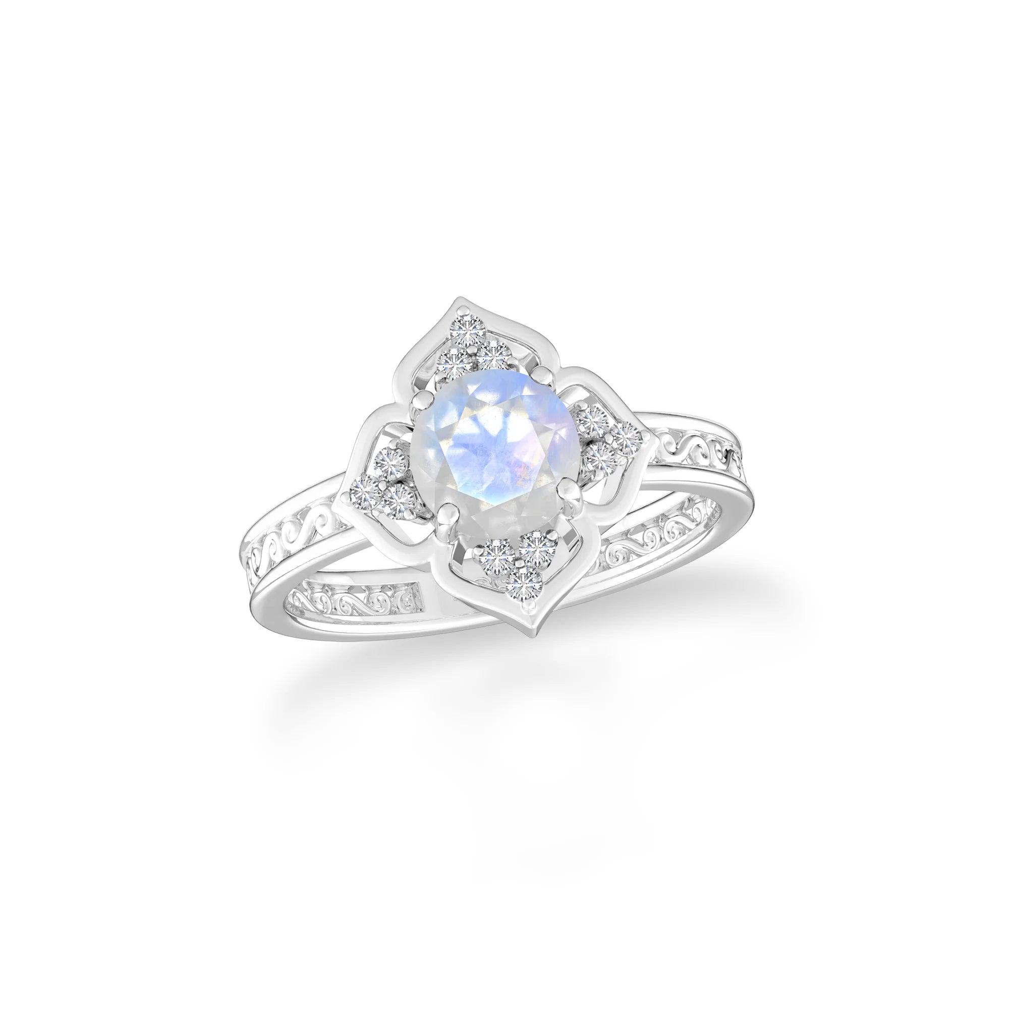 rainbow-moonstone prong-set ring