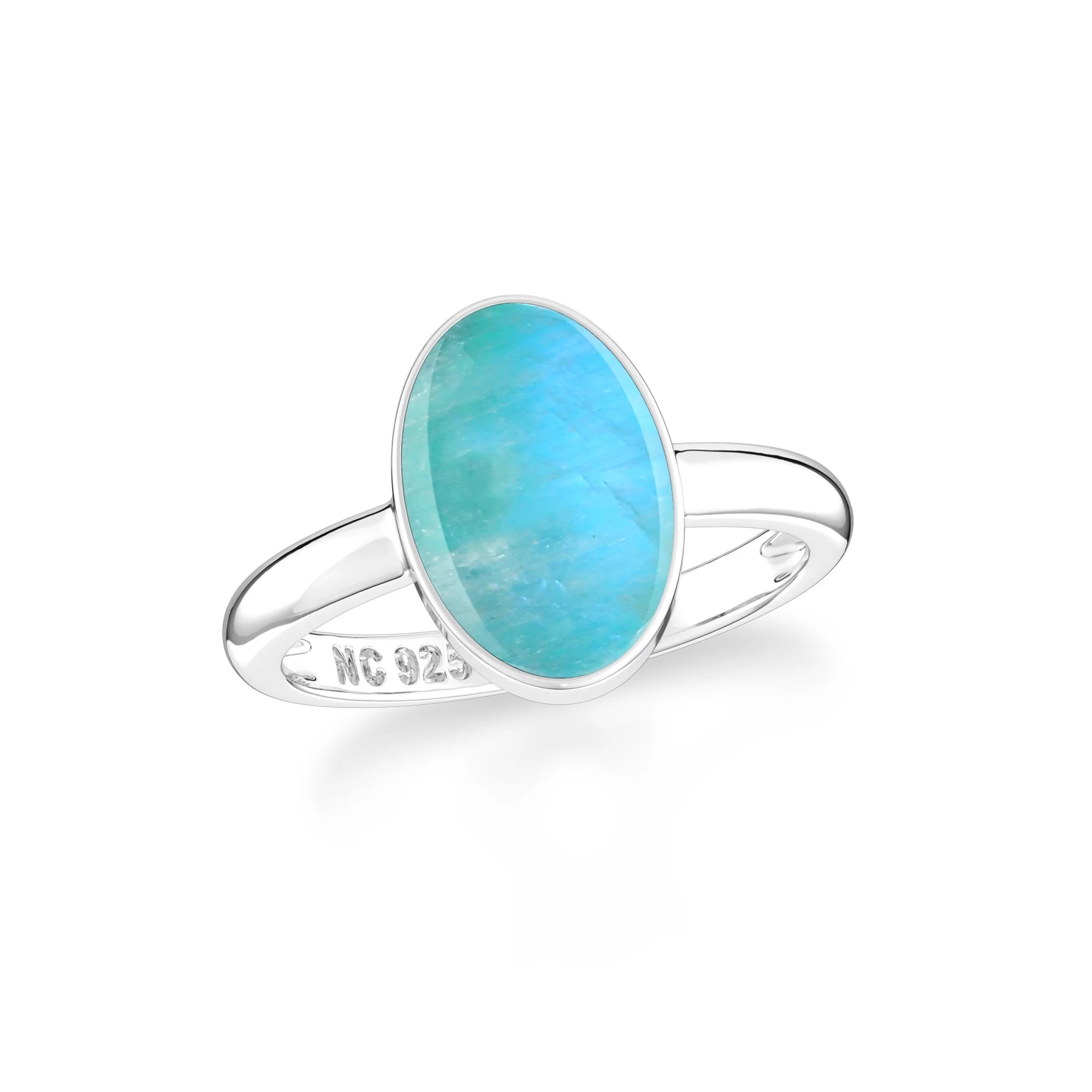 red green-moonstone bezel-set ring
