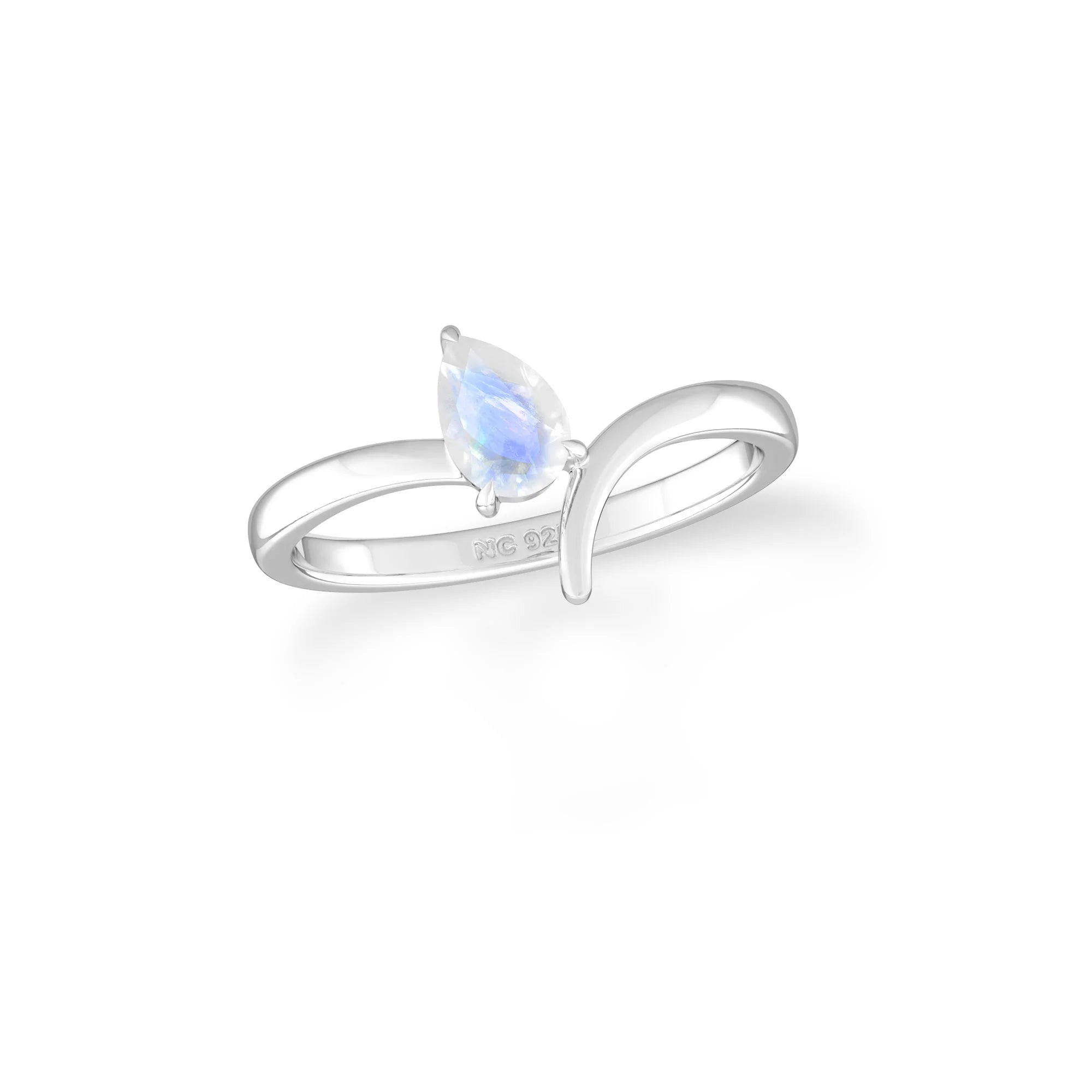 natural rainbow moonstone ring for women in sterling silver