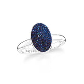 titanium druzy blue bezel-set ring