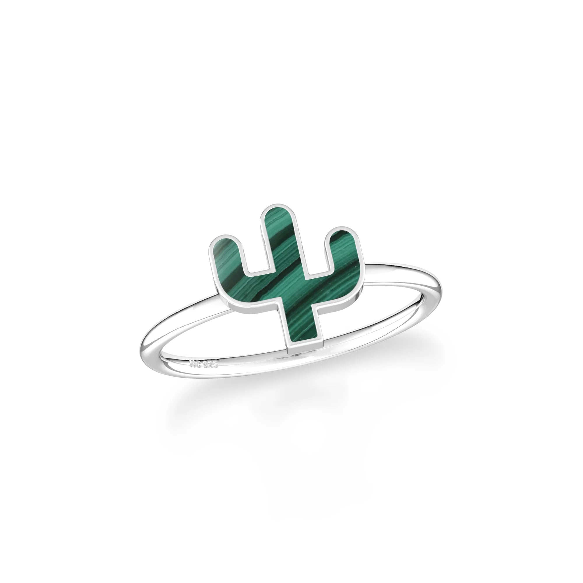malachite stackable bezel-set ring