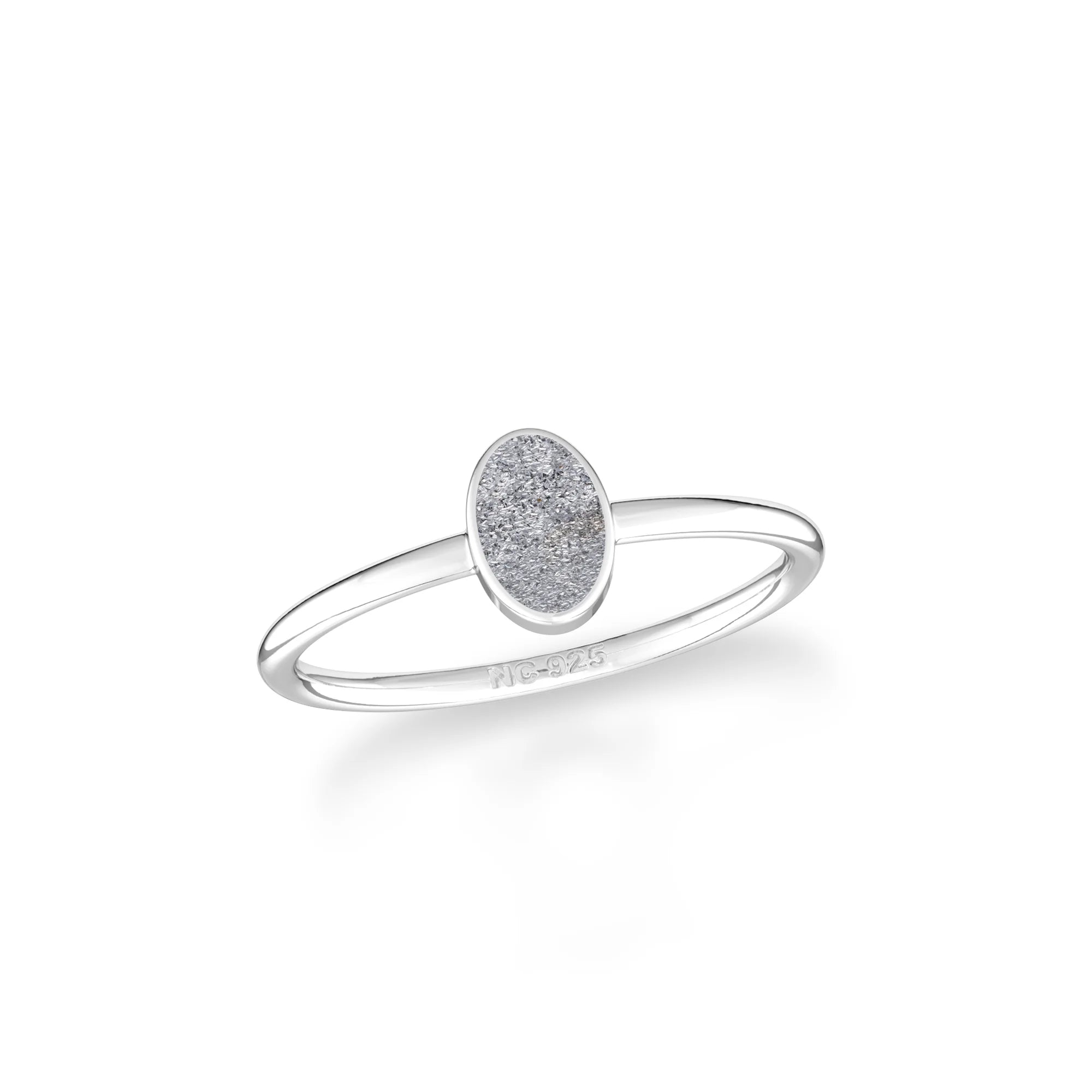 titanium druzy silver bezel-set ring