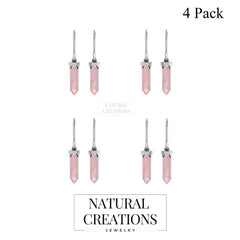 rose quartz cut earrings