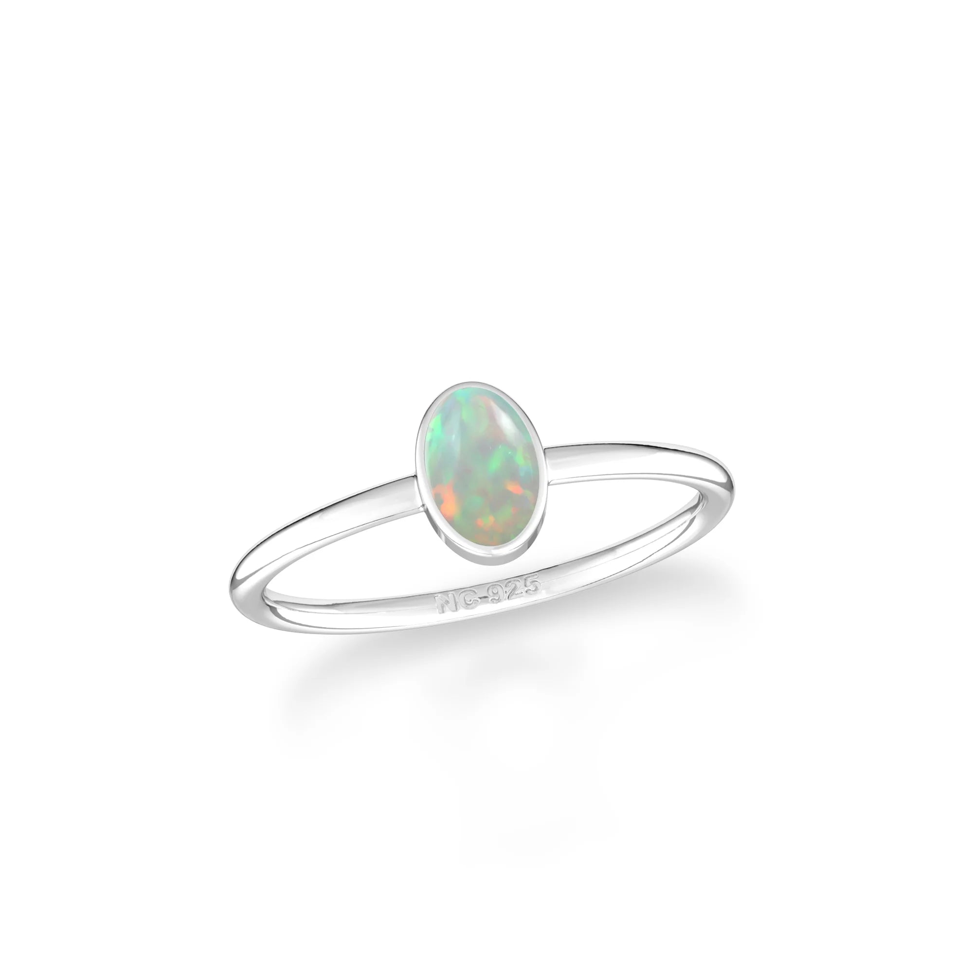 ethiopian opal bezel-set ring