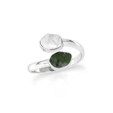 herkimer-moldavite bezel-set ring