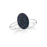 multi titanium druzy bezel-set ring