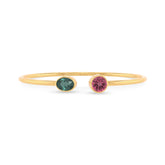 green tourmaline with pink tourmaline cut bracelet