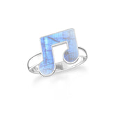 rainbow moonstone bezel-set ring