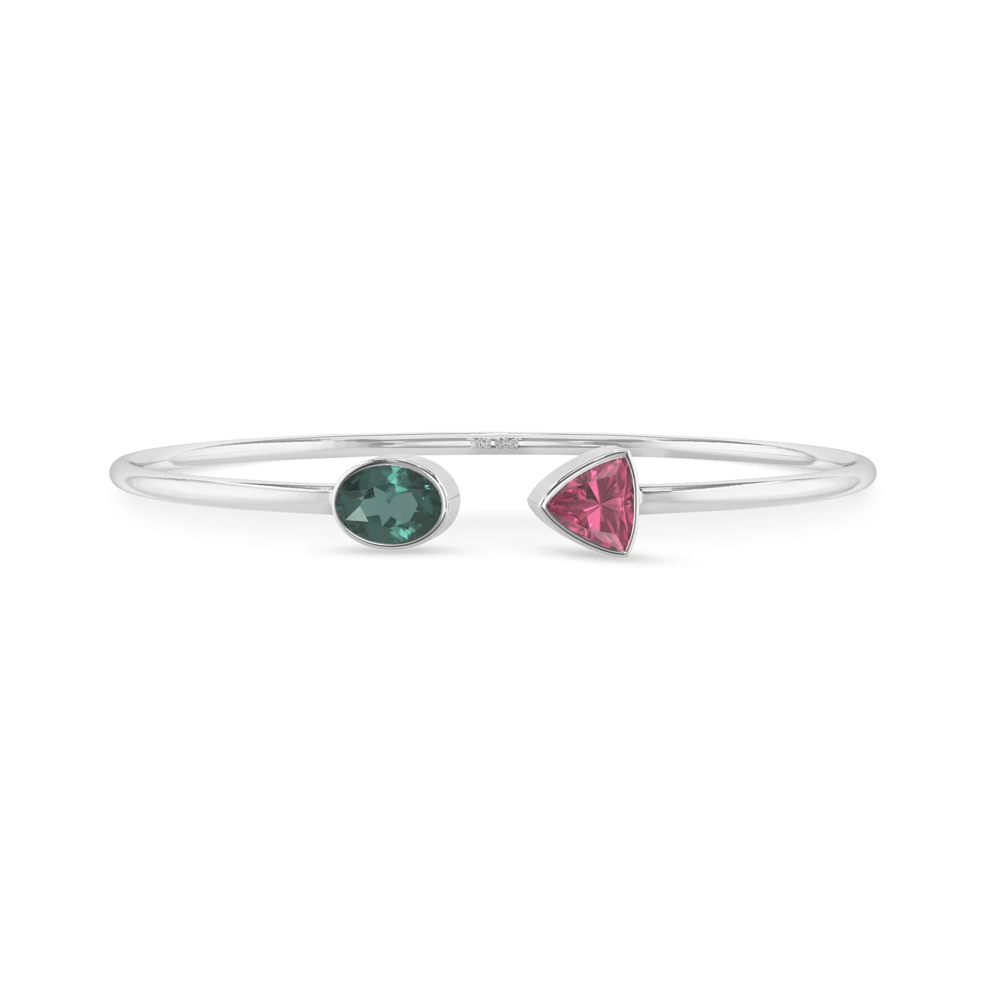 green tourmaline with pink tourmaline cut bracelet
