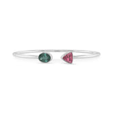 green tourmaline with pink tourmaline cut bracelet