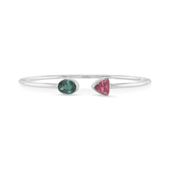 green tourmaline with pink tourmaline cut bracelet